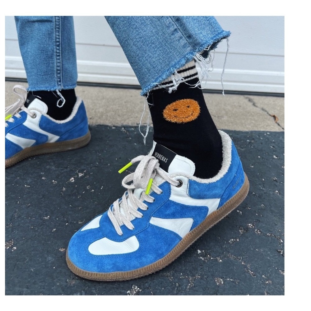 Verbenas‎ Soro Blue Nylon Serraje Suede Sneakers Low Top Gum Sole Mens 45 Spain